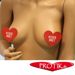 Nippel-Cover, rotes Herz - KISS ME, 2 St&uuml;ck